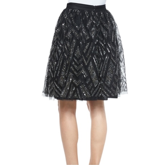 Parker Metallic Switch Geometric Beaded Skirt L - Picture 3 of 9
